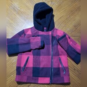 Red and Black Plaid Jacket with Hood